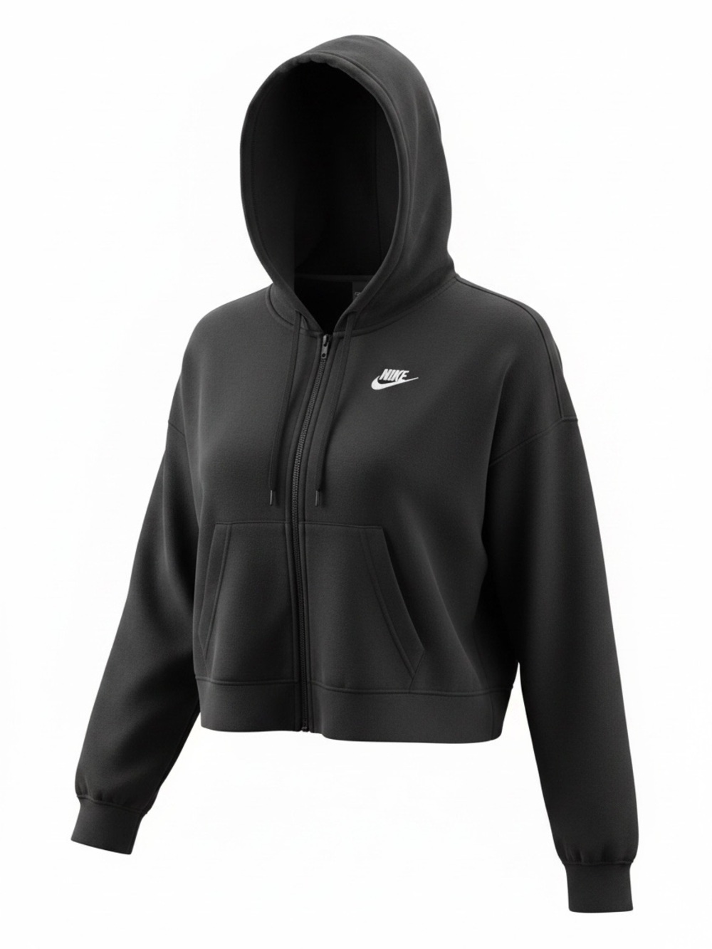 NIKE SPORTSWEAR Full Front Zip Cropped Hoodie Black Size Small (Women’s)